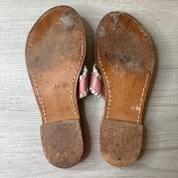 Palm Beach Sandals Women’s Thong Sandals in Pink & White Leather Size 6.5 - Picture 3 of 9